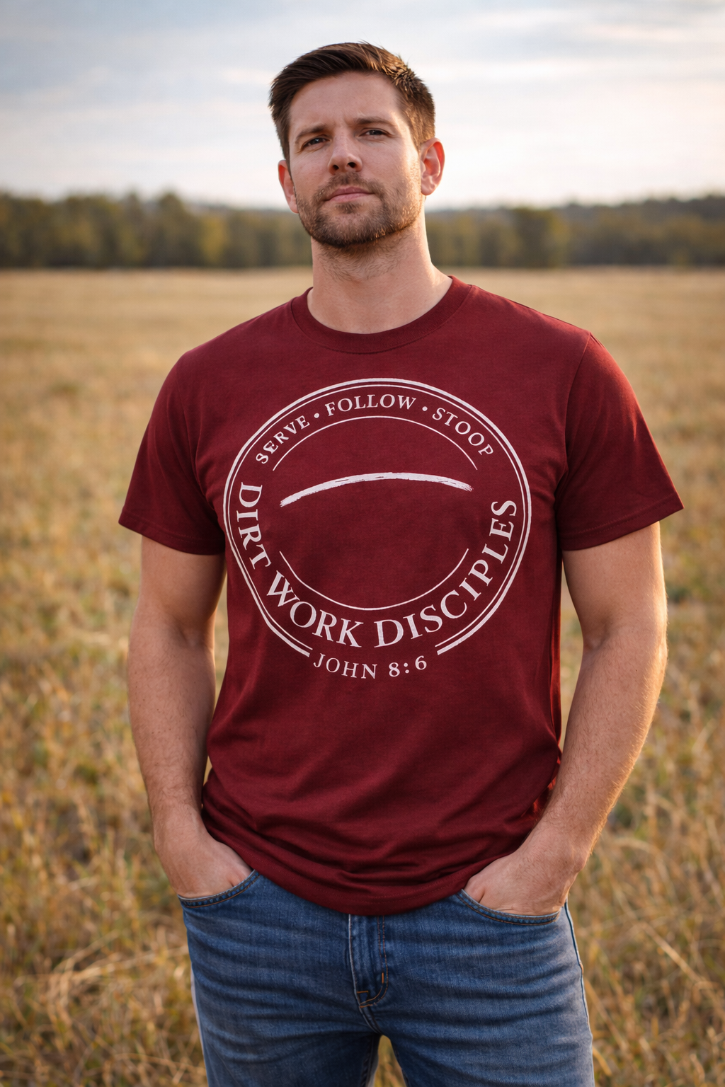 Dirt Work Disciples Logo with John 8:6